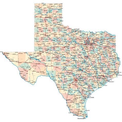 Texas Map With Counties And Cities And Towns - Sheri Dorolice