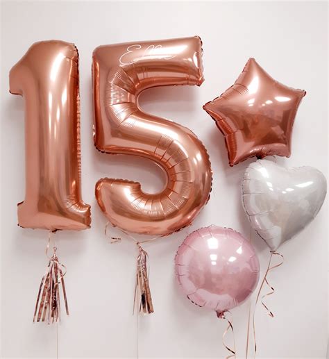 Inflated Rose Gold Birthday Balloon Numbers - Confetti Balloons