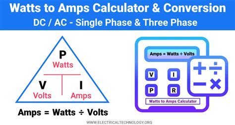 Watts to Amps Calculator & Conversion - DC/AC (1 & 3 Phase)