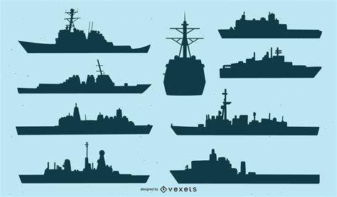 Navy Ship Silhouette Set Vector Download