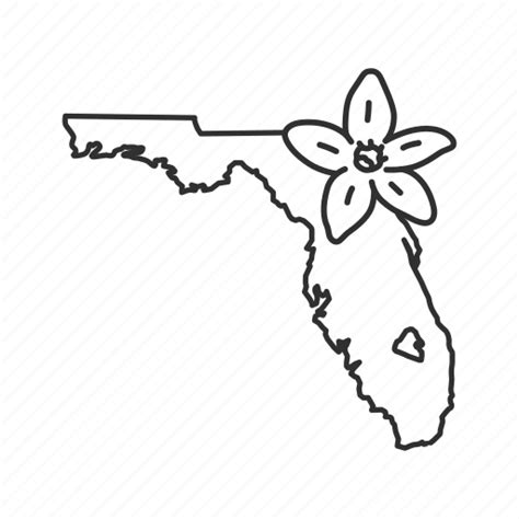 Borders, florida, map, state, state flower, state symbol, usa icon ...