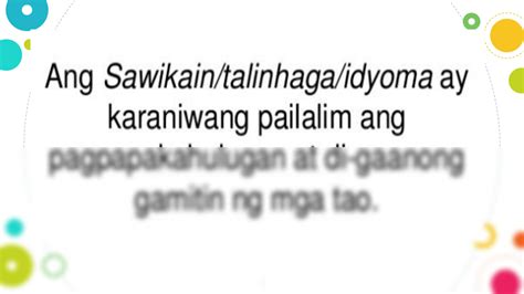 SOLUTION: Mga idyoma at sawikain lesson - Studypool