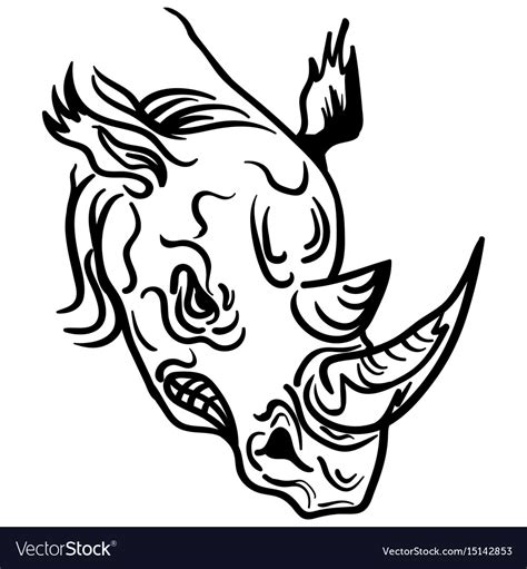 Linear paint draw rhino head Royalty Free Vector Image