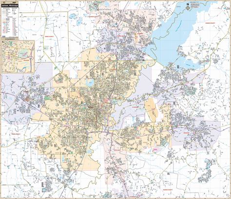 Jackson, MS Wall Map by Kappa - The Map Shop