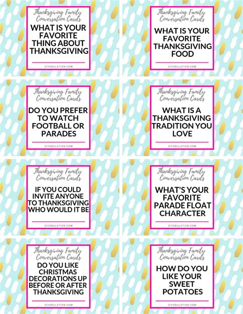 Free Printable Thanksgiving Family Dinner Conversation Cards - DIY ...