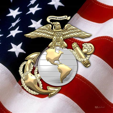 U. S. Marine Corps - U S M C Eagle Globe and Anchor over American Flag ...