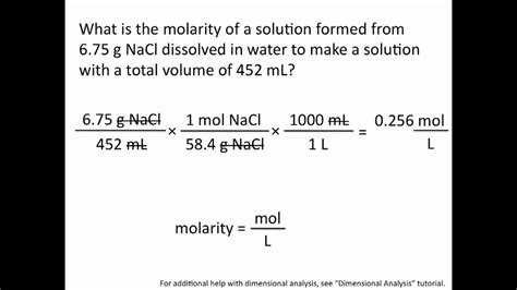 Molarity - Chemistry Tutorial - YouTube