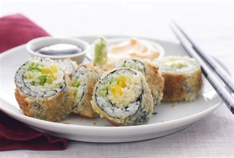 Tempura Sushi Rolls with Spicy Mayo - Jamie Geller