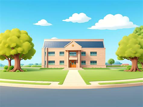 Modern school building with beautiful nature landscape, Back To ...