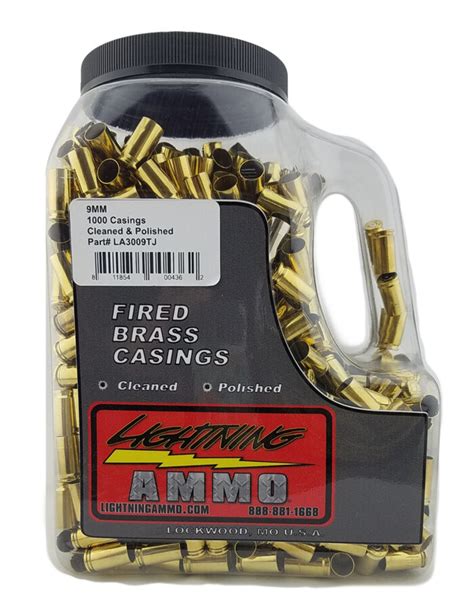 9mm – Cleaned & Polished Brass - Lightning Ammo