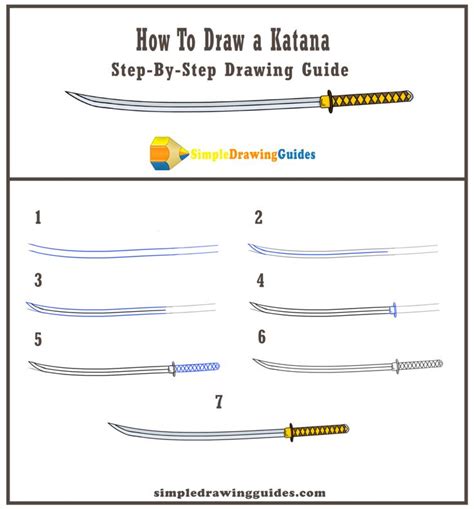 How To Draw a Katana Step By Step Drawing Guide in 2020 | Guided ...