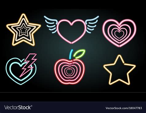 Neon light symbols in different shapes Royalty Free Vector