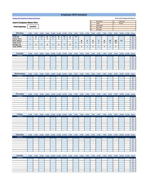 Free Excel Employee Schedule Template Collection