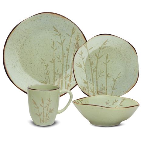 Manhattan Comfort RYO 32-Piece Casual Green Porcelain Dinnerware Set ...