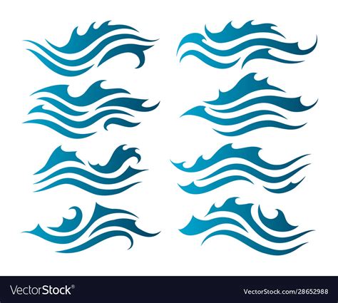 River water waves silhouettes Royalty Free Vector Image