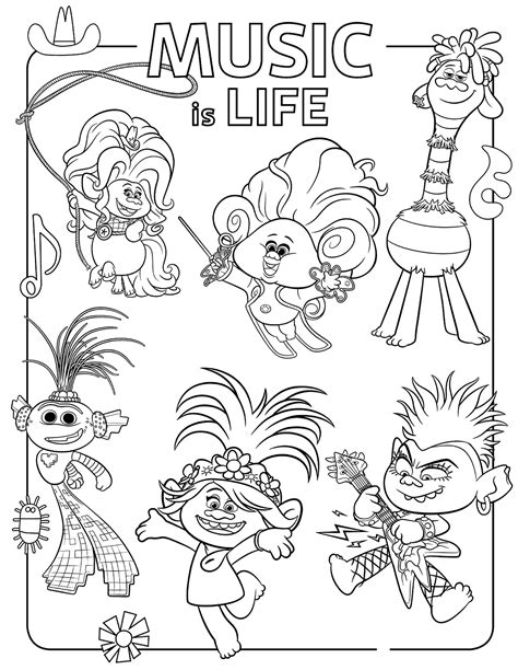 Trolls World Tour Coloring Pages. Print for Free New Trolls