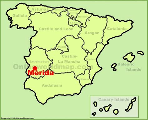 Mérida location on the Spain map - Ontheworldmap.com