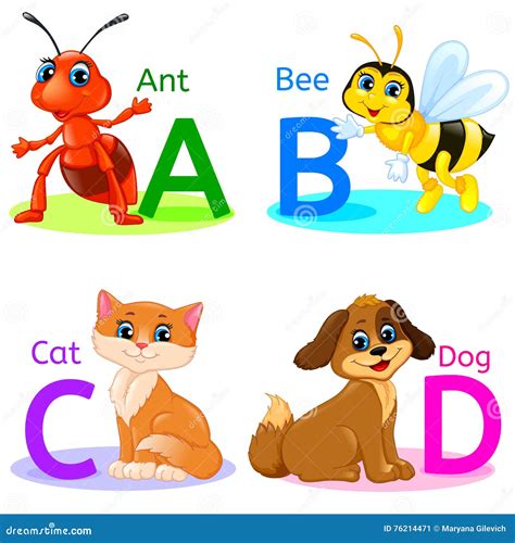 Alphabet Kids Animals ABCD Cartoon Vector | CartoonDealer.com #76214471