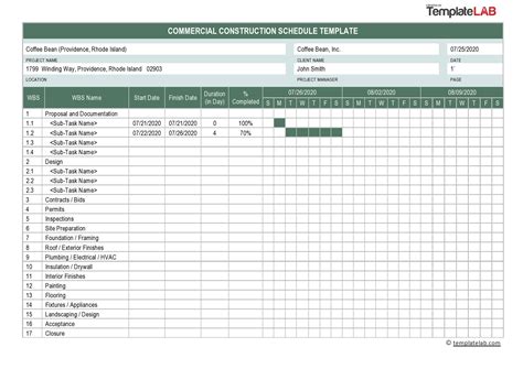 Residential Construction Schedule Template