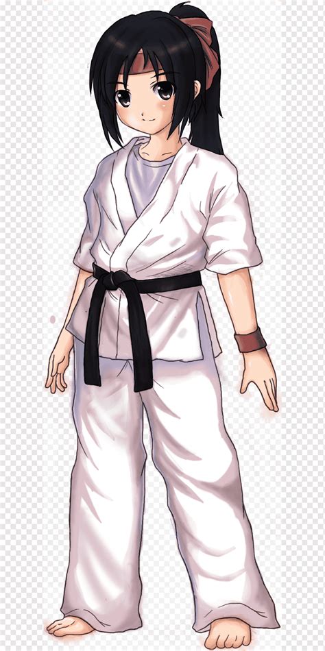 Black-haired woman in white karate ji anime character illustration ...