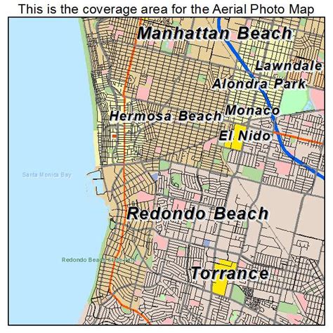 Aerial Photography Map of Redondo Beach, CA California