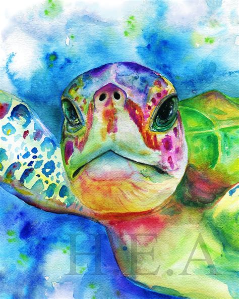 Sea Turtle Art Print, Watercolor Sea Turtle, Sea Turtle Painting, Sea ...