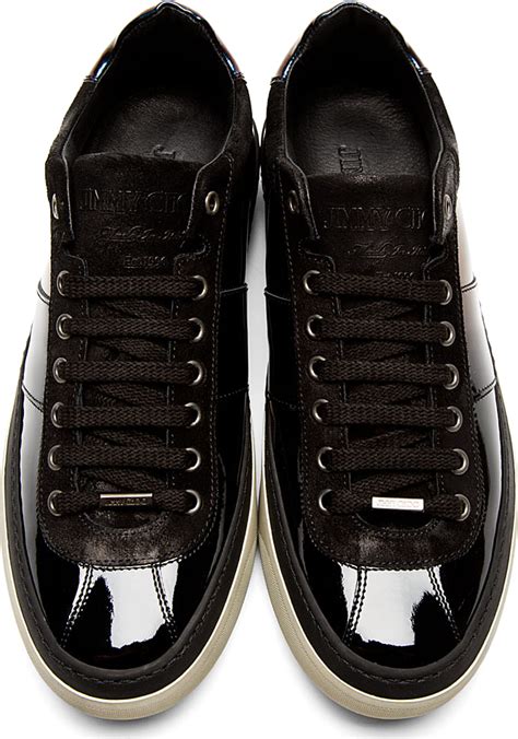 Jimmy Choo Black Iridescent Patent Leather Portman Tennis Sneakers for ...