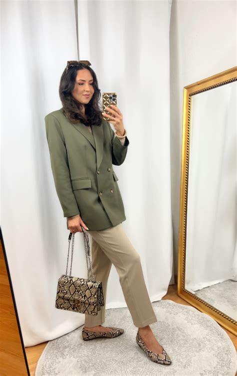 Army Green Blazer Outfit with Taupe Pants – IN AN ELEGANT FASHION