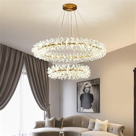 Round crystal halo chandelier modern luxury foyer wheel hanging Lights ...