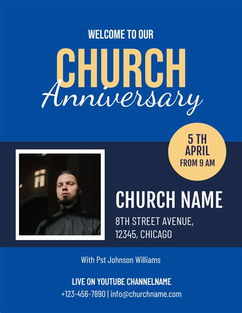 Blue Modern Church Anniversary Flyer