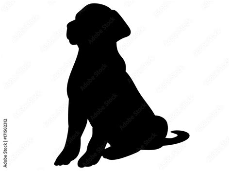 vector, isolated black silhouette of a dog sitting Stock Vector | Adobe ...