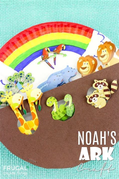 noah's ark with animals and rainbows on the side for kids to make