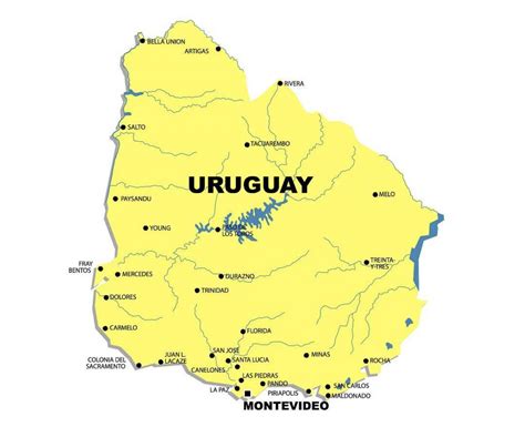 Uruguay river map - Map of Uruguay river (South America - Americas)