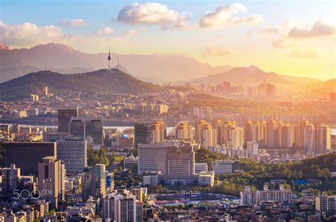 Downtown Seoul skyline - Seoul city and Downtown skyline in aerial ...