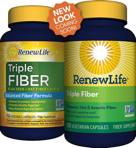 Renew Life Adult Fiber Supplement - Triple Fiber - Dietary Fiber ...