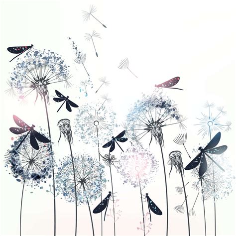 Dandelions And Dragonflies Wall Art | Digital Art