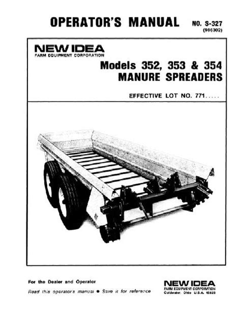 New Idea 352, 353, and 354 Manure Spreader Manual | Farm Manuals Fast