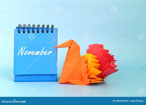 Selective Focus of November Calendar with Turkey Decoration ...