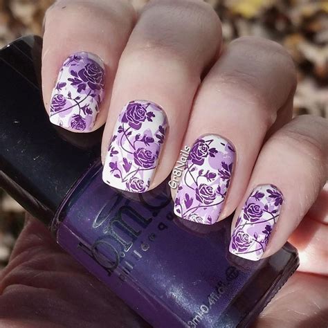 Cool 46 Stunning Stamping Nail Art Ideas #purplenail | Nail stamping ...