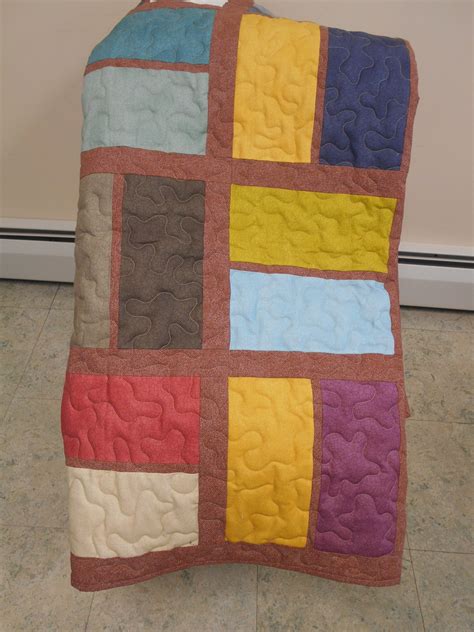 Twin Size Quilt, Warm Colored Large Block Modern Twin Size Quilt 68 X ...