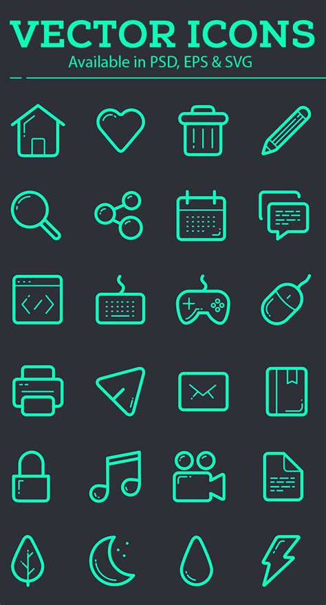 Vector Icon Set – 100+ Icons Free Download | Icons | Graphic Design ...