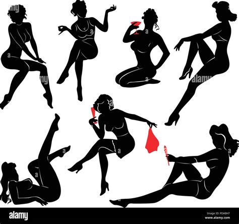 Vector silhouette of pin up girls Stock Vector Image & Art - Alamy