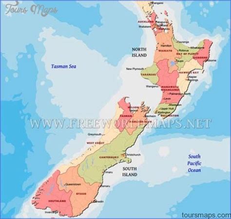 Physical Map Of New Zealand - ToursMaps.com