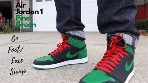 Air Jordan 1 Pine Green Review and On Foot/ Lace Swap - YouTube