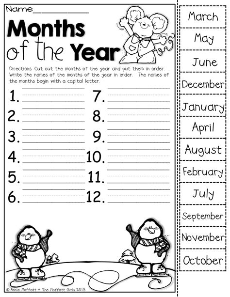 Worksheet Months Of The Year