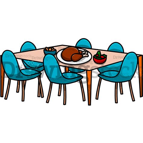 Beautiful Modern Dining Room With Food Vector Cartoon Drawing Image ...