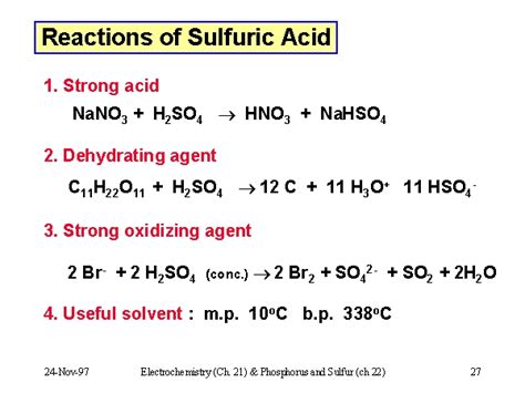 Reactions of Sulfuric Acid