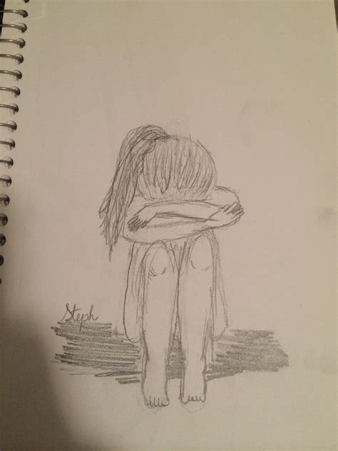 Sad Girl Sketch at PaintingValley.com | Explore collection of Sad Girl ...