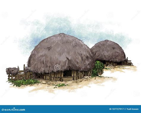 Honai is a Typical House of Papua Indonesia Stock Illustration ...