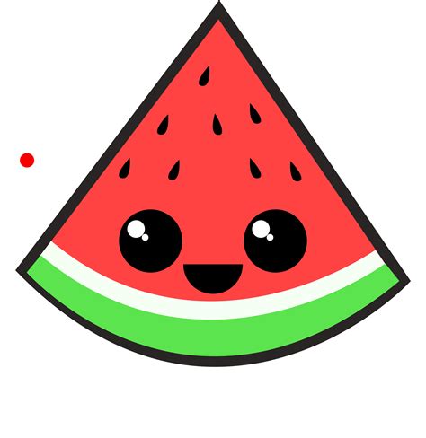 Sweet Watermelon - Kawaii Cute Watermelon Drawing Clipart - Full Size ...